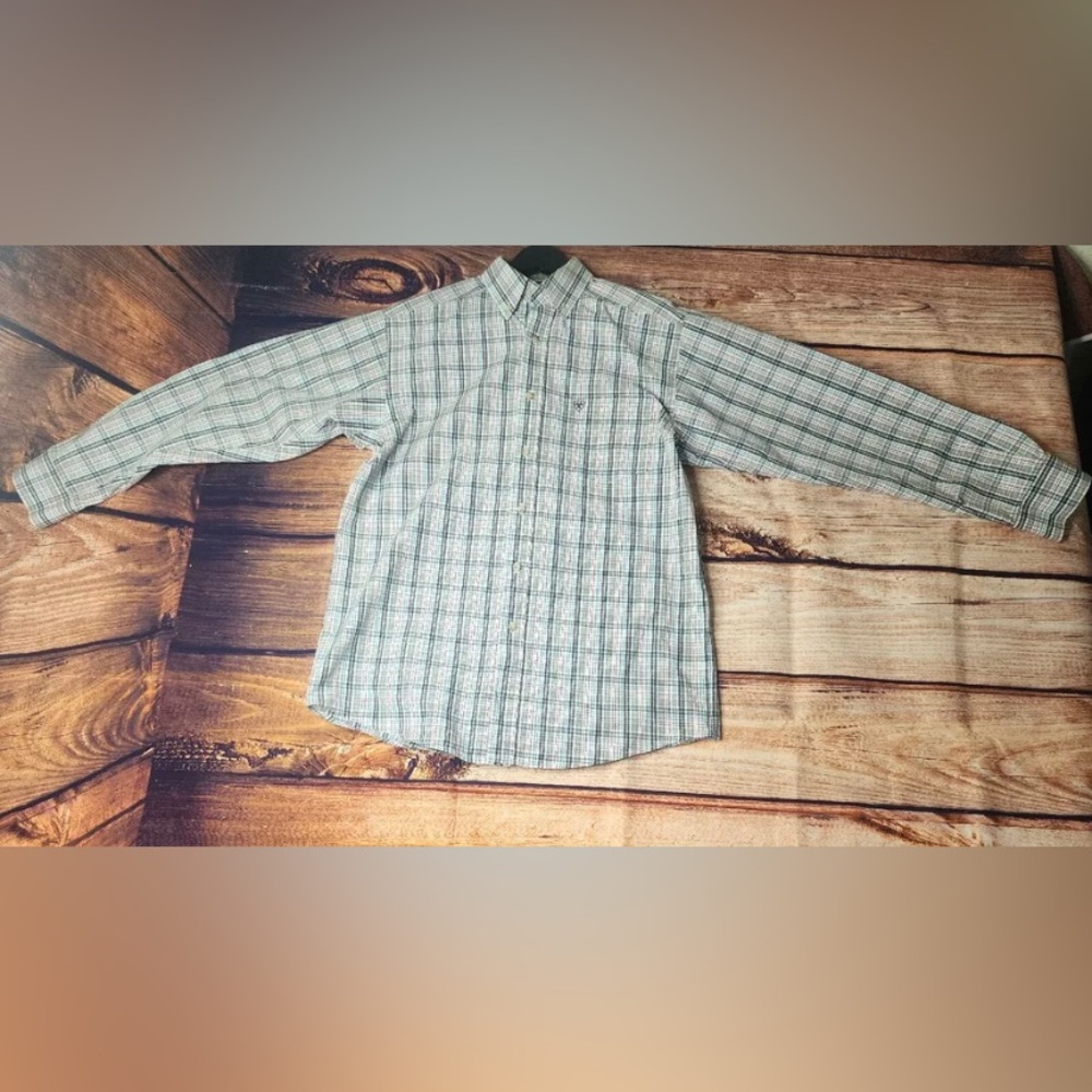 Ariat Pro Series Shirt Mens Medium Plaid Long Sleeve Button Down Western Blue